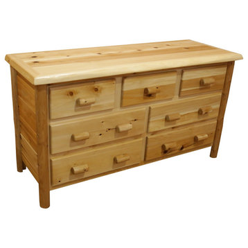 White Cedar Log 7-Drawer Dresser