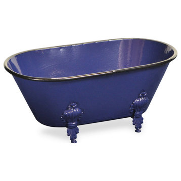 Lavande Metal Fleur-de-Lis Tub Decor - Large - Navy Blue