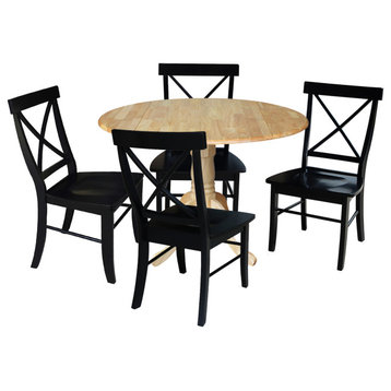 42 in. Dual Drop Leaf Table with 4 Cross Back Dining Chairs
