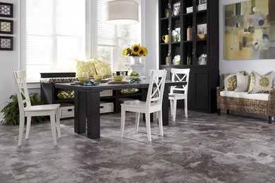 Mid-sized trendy enclosed dining room photo in Denver with white walls and no fireplace