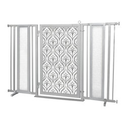 Fusion Gates - 60"-65" Satin Nickel Fusion Gate with Satin Harvest Design - Dog Gates