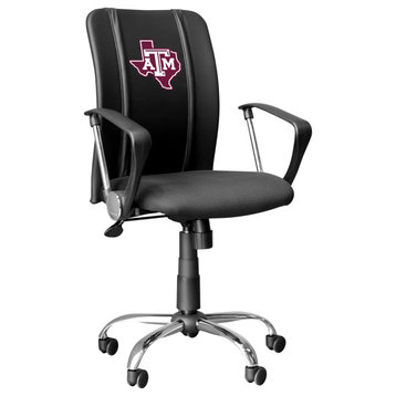 Texas A and M Secondary Task Chair With Arms Black Mesh Ergonomic