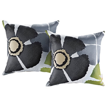 Modway Outdoor Throw Pillows, Set of 2, Botanical