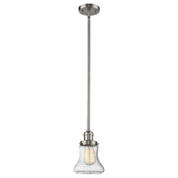 Bellmont Dimmable LED Mini Pendant, Brushed Satin Nickel, Glass: Seedy