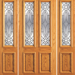 Prehung Mahogany Twin Lite Entry Two Sidelites Door, Glasswork - Front Doors