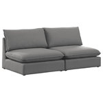 Meridian Furniture - Mackenzie Linen Textured Fabric Upholstered 2-Piece Modular Sofa, Grey - Mix and match the pieces from the Mackenzie series to create a beautiful seating group that's perfect for the whole gang. These exceptionally crafted sofas, sectionals, and other components are meant to be put together into an infinite number of configurations based on your particular needs and space requirements. Each is upholstered from top to bottom in soft durable linen textured in your choice of colors. Attach the pieces of your choice easily thanks to the included attachment latches.
