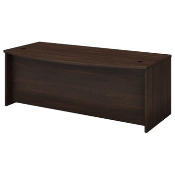 Pemberly Row 72W x 36D Bow Front Desk in Black Walnut - Engineered Wood
