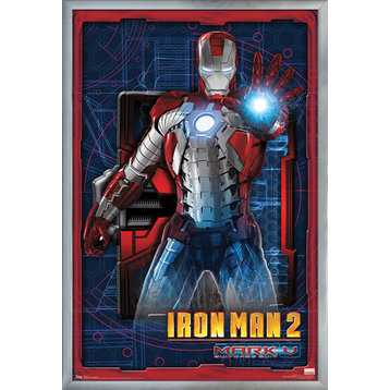 Iron Man 2 Suitcase Armor Poster, Silver Framed Version