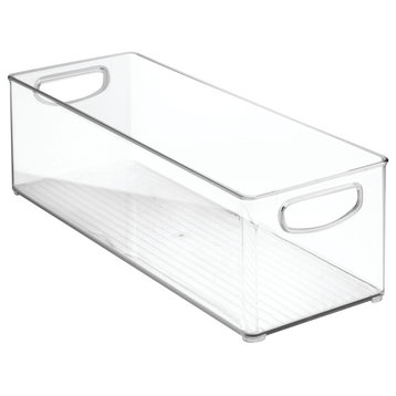 InterDesign 64730 16" X 6" X 5" Clear Kitchen Storage Organizer Bin With Handles