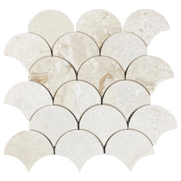 Shell Stone Limestone Laguna Design on 12"x12" Mosaic Tile (10 sqft per box)