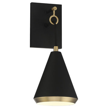 Savoy House M90066MBKNB 1-Light Wall Sconce in Matte Black with Natural Brass