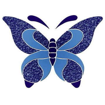 Butterfly Ceramic Swimming Pool Mosaic 36"x26", Blue