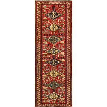 Pasargad Kazak Collection Hand-Knotted Lamb's Wool Runner, 2'6"x6'8"