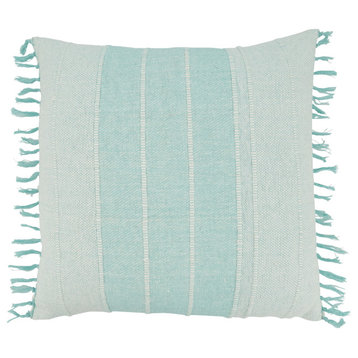 Tailored Texture Corded Stripes Poly Filled Throw Pillow, Aqua, 20"