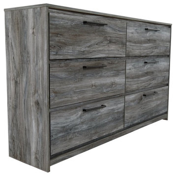 Bowery Hill 6 Drawers Engineered Wood Double dresser in Smokey Gray