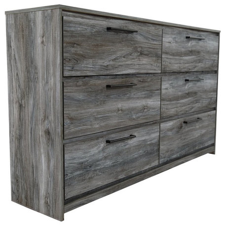 Bowery Hill 6 Drawers Engineered Wood Double dresser in Smokey Gray