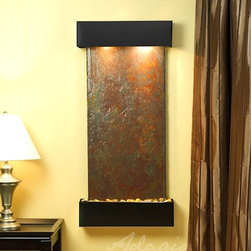 Cascade Springs Wall Fountain with Blackened Copper and Rajah Slate - Indoor Fountains
