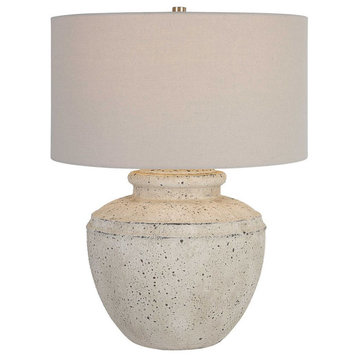 Rustic Antique Style Urn Shape Table Lamp 25 in Textured Old World Distressed