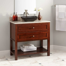 36" TAREN NARROW DEPTH BAMBOO VESSEL SINK VANITY - LIGHT ESPRESSO - Bathroom Vanities And Sink Consoles