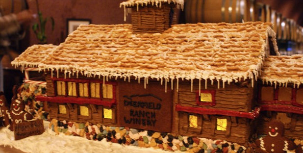 A Holiday Event Features Wine and Gingerbread Houses