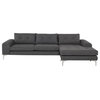 Marion Sectional, Dark Gray Tweed Seat Brushed Stainless Legs