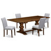 East West Furniture Lassale 5-piece Wood Dining Set in Walnut/Gray