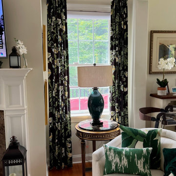 Doylestown Townhouse Cream and Emerald Green Family Room