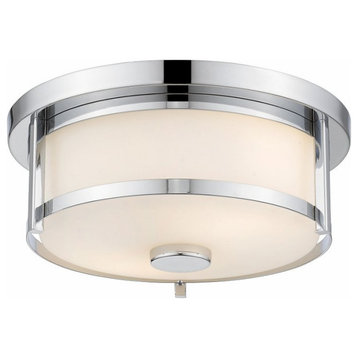 2 Light Flush Mount in Art Moderne Style - 11 Inches Wide by 5 Inches High