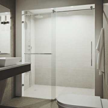 VIGO Ferrara Adjustable Frameless Sliding Shower Door, Chrome, 60" X 74"