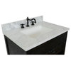 30" Single Vanity, Brown Ash, White Carrara Top, Rectangle Sink