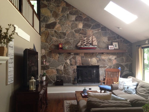 Need help with decor for a stone wall fireplace