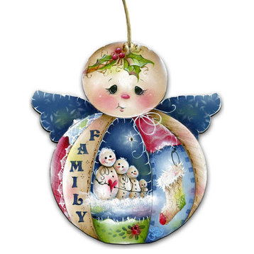 Family Snowman Wooden Ornament