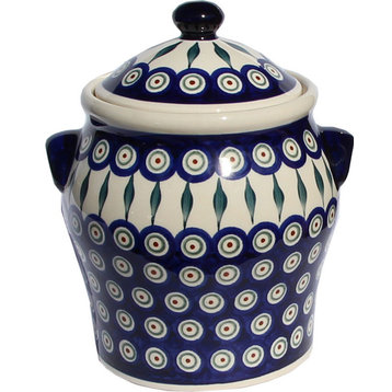 Polish Pottery Large Canister, Pattern Number: 56