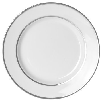 Double Line Salad and Dessert Plates, Set of 6, Silver