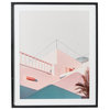 Abstract Deco Print With Wood Frame, Architecture Photograph