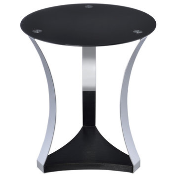 Chela End Table, Black Glass with Chrome