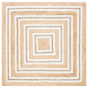 Safavieh Vintage Leather Collection NF890A Rug, Natural/Ivory, 6' X 6' Square