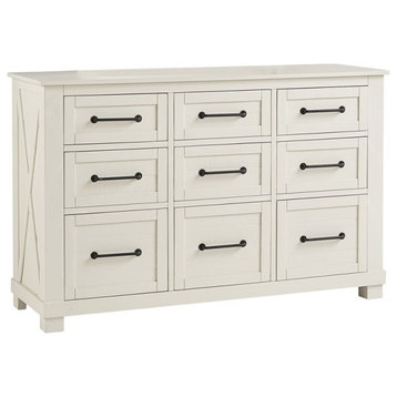 A-America Sun Valley 9 Drawer Rustic Solid Wood Dresser in White