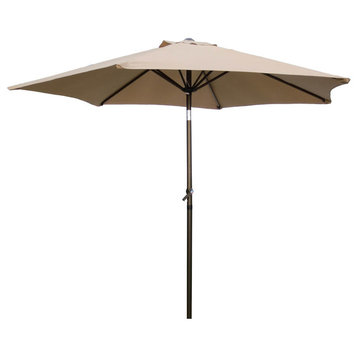 St. Kitts Aluminum Tilt and Crank 8' Outdoor Umbrella, Bronze/Khaki