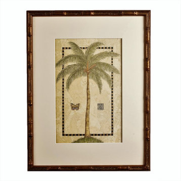 Tropical Palm in Golden Bamboo Artwork