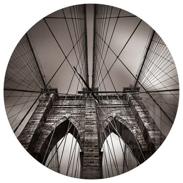 Brooklyn Bridge in Nyc Usa Oversized industrial Metal Clock, 36x36