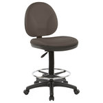 Office Star Products - Sculptured Seat and Back Drafting Chair, Dillon Graphite - Drafting chairs are meant for working, and this seat provides total comfort and functionality for professionals and students alike. Transition easily from sitting to standing after working on the plush padded seat. Your spine is cradled by a contoured back with built-in lumbar support. Adjust the height of both your seat and your footring to your personal preference, and glide easily along the floor with dual wheel carpet casters. Hours of labor go by easily when you work smarter, not harder, in your new drafting chair.