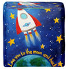 Love you to the Moon Rocket Pouf Chair Foot Stool, Square 13"x13"x13"