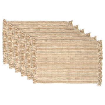 DII Variegated Taupe Fringe Placemat, Set of 6