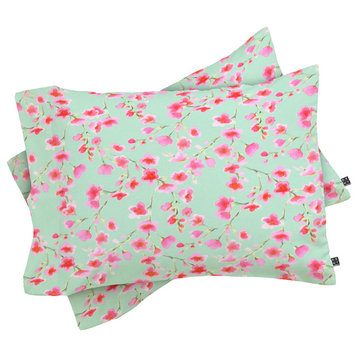 Deny Designs Jacqueline Maldonado Cherry Blossom Mint Pillow Shams, Queen