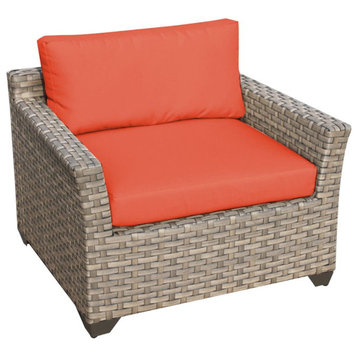 TK Classics Monterey Outdoor Traditional Wicker Club Chair in Orange