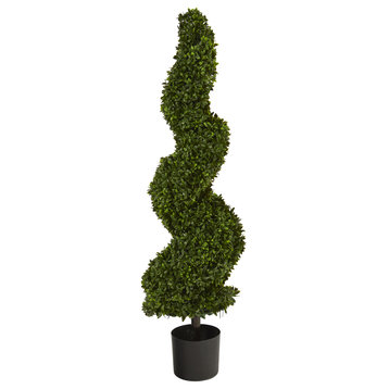 4' Spiral Hazel Leaf Artificial Topiary Tree UV Resistant