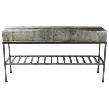 Console BURKE Oyster Gray Patched Recycled Metal Reclaimed