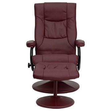 Flash Furniture Contemporary Recliner and Ottoman in Burgundy