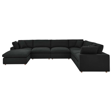 Modular Sectional Deep Sofa Set, Black, Fabric, Modern, Lounge Cafe Hospitality